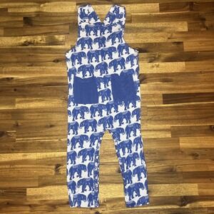 Kate Quinn- Blue Lotus Elephant-18-24m Bamboo Overalls W/ Pockets Adjustable